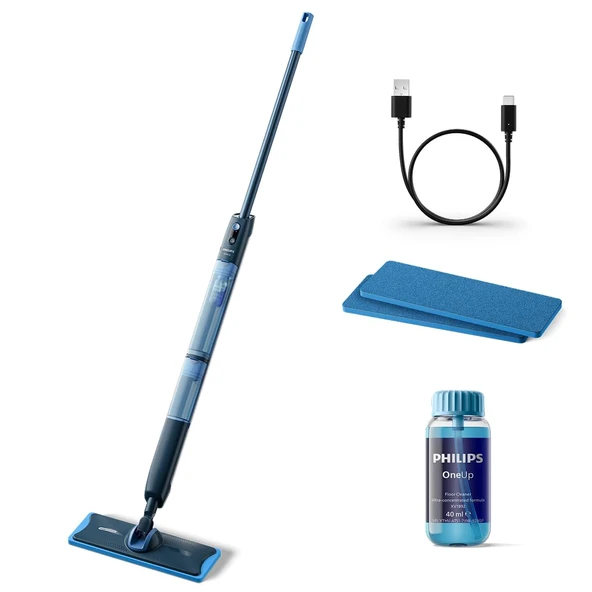 Philips OneUp 5000 Serisi Elektrikli Paspas - 2 Kat Daha Temiz Zemin², 2 Kat Daha Hızlı Paspaslama, 2 Nem Ayarı, 360° Dönebilen Kablosuz ve 2 Ped (XV5113/11) ürün görseli 1