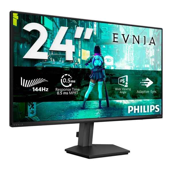 Philips Evnia 24M2N3200NF - 24 inç Full HD oyun monitörü, 144 Hz, 1 ms MPRT, FreeSync, G-Sync uyumlu. (1920x1080, HDMI 2.0, DisplayPort 1.4) siyah ürün görseli 1