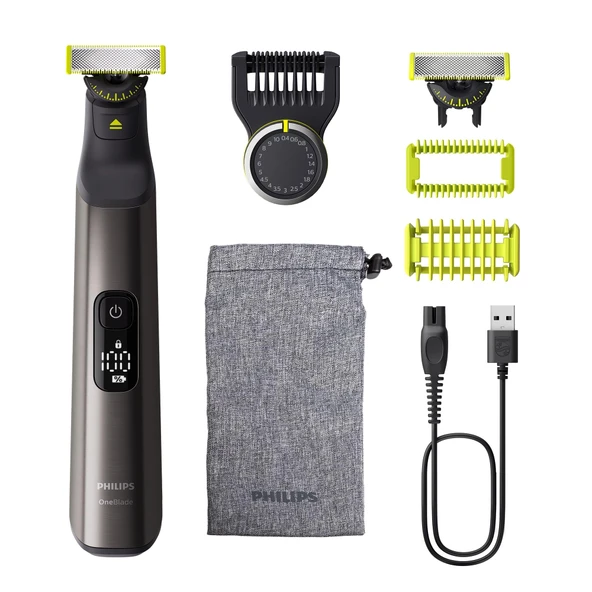 Philips OneBlade Pro 360 Yüz ve Vücut - elektrikli tıraş makinesi, düzeltici ve vücut bakım seti, 2x 360 bıçak, hassas tarak, 2x vücut aparatı, seyahat çantası, yüz ve vücut için (QP6552/30) ürün görseli 1
