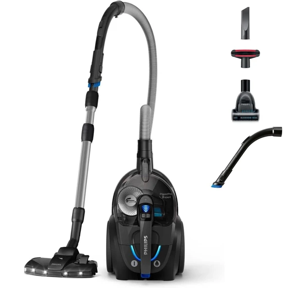 Philips PowerPro Expert 7000 Serisi (torbasız elektrikli süpürge, TriActive+ LED başlık, alerji filtresi, 900 watt) parlak siyah - FC9747/09 ürün görseli 1