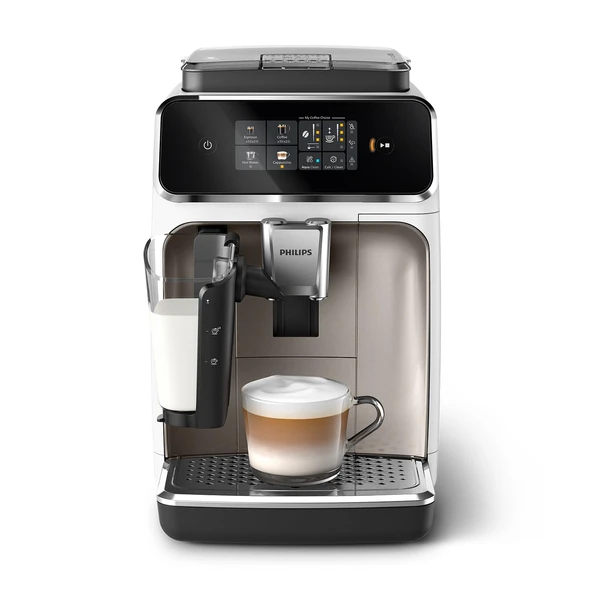 Philips 2300 serisi tam otomatik espresso makinesi - 4 içecek, modern renkli dokunmatik ekran, LatteGo süt sistemi, SilentBrew, seramik öğütücü, AquaClean filtre. Beyaz krom (EP2333/40) ürün görseli 1