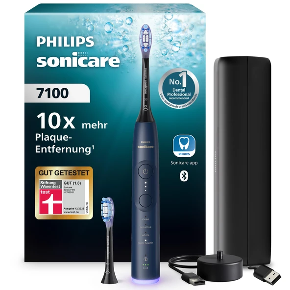 Philips Sonicare 7100 Elektrikli Diş Fırçası, Uygulamalı Sonic Diş Fırçası, 4 Fırçalama Modu, 3 Yoğunluk Seviyesi, Basınç Kontrolü, EasyStart, SmarTimer, Lacivert, Model HX7423/01 [Yeni Teknoloji] ürün görseli 1