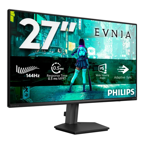 Philips 27M2N3200NF 27 inç FHD monitör, 144Hz, IPS, 1ms MPRT Adaptive Sync, G-Sync Comp. HDR10 (1920x1080,HDMI 1x 2.0,DP 1x 1.4) Siyah ürün görseli 1