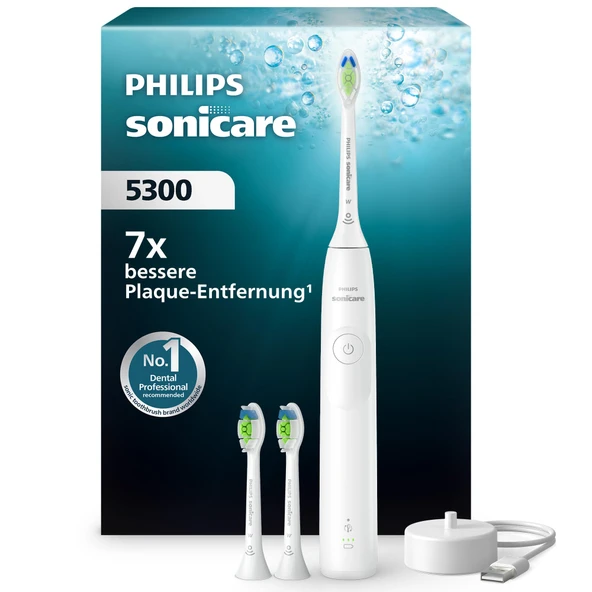 Philips Sonicare 5300 Elektrikli Diş Fırçası, 2 Yoğunluk Seviyeli Sonic Diş Fırçası, Basınç Kontrolü, EasyStart, Smartimer ve BrushPacer, Beyaz, Model HX7108/04 [Yeni Teknoloji] ürün görseli 1