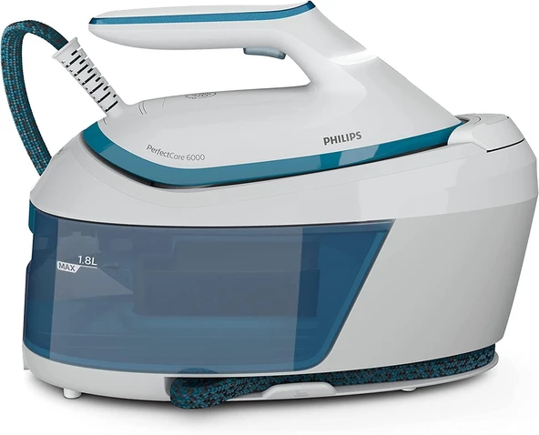 Philips PerfectCare 6000 Serisi Buhar Jeneratörü - 2400W, 500g Buhar Püskürtme, 6,5 Bar Basınç, OptimalTEMP Teknolojisi, 1,8 Litre Tank, Beyaz/Mavi (PSG6022/20) ürün görseli 1