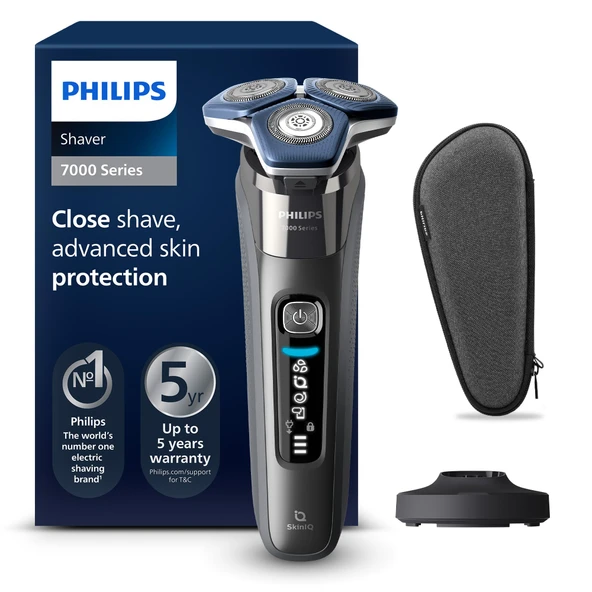 Philips Shaver Series 7000 - Erkekler için Elektrikli Tıraş Makinesi, Yukarı Döndürülebilir Düzelticili Islak ve Kuru Tıraş Makinesi, Şarj İstasyonu ve Seyahat Çantası (Model S7887/35) ürün görseli 1