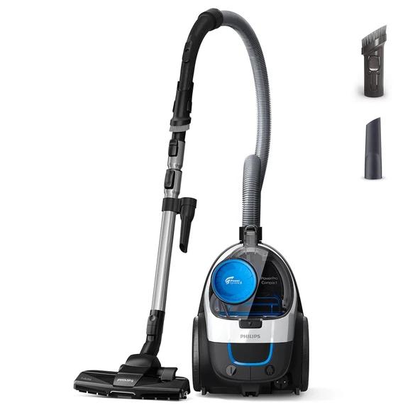 Philips PowerPro Kompakt elektrikli süpürge - hafif, torbasız, 900 W emiş gücü, sert zeminler ve halılar için TriActive başlık, alerji H13 HEPA filtre, PowerCyclone 5 teknolojisi (FC9332/09) ürün görseli 1