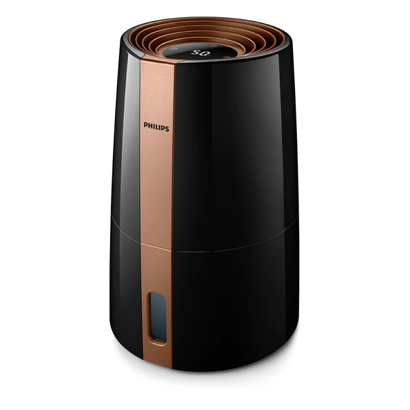 Philips Nemlendirici 3000, 45 m², NanoCloud ile %99,97 daha az bakteri, 300 ml/sa, 3 hız, uyku modu, ultra sessiz (33 dB), nem sensörü, zamanlayıcı, 3 L tank, siyah (HU3918/10) ürün görseli 1