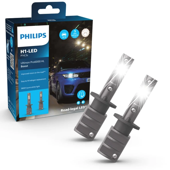 Philips Ultinon Pro6000 Boost H1-LED far ampulü, cadde onaylı*, 5.800K, gri ürün görseli 1
