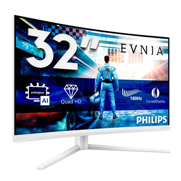 Philips Evnia 32M2C5501-32 inç Quad HD Kavisli Oyun Monitörü, 180 Hz, 1 ms, FreeSync Premium, HDR10, Ambiglow (2560x1440, 2X HDMI 2.0, 1x DisplayPort 1.4) Beyaz ürün görseli 1