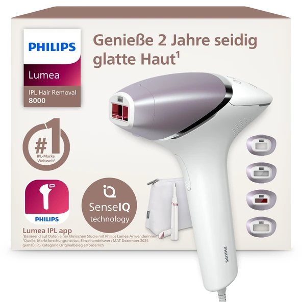 Philips Lumea IPL 8000 Serisi - Vücut ve yüz için 4 aparatla 2 yıla kadar ipeksi pürüzsüzlükte bir cilt¹ sağlayan IPL epilasyon cihazları, lazer epilasyona alternatif (BRI949/00) ürün görseli 1