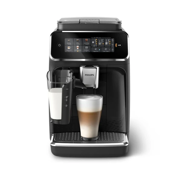 Philips Series 3300 tam otomatik espresso makinesi - 6 sıcak ve buzlu içecek, LatteGo süt sistemi, %40 daha sessiz SilentBrew, seramik öğütücü, Aquaclean filtre, parlak siyah (EP3341/50) ürün görseli 1