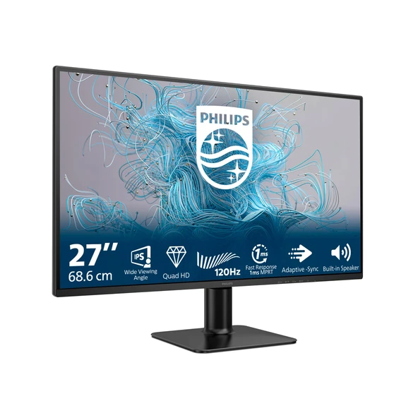 Philips 27E2N2500 27 inç QHD monitör, 120Hz, IPS, 1ms MPRT Adaptive Sync HDR10 (2560x1440, HDMI 1x 2.0, DP 1x 1.4) siyah/kırmızı ürün görseli 1