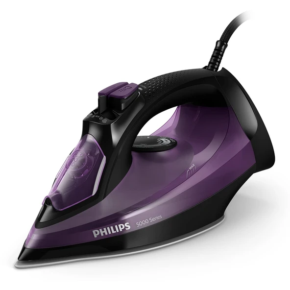 Philips 5000 Serisi buharlı ütü - 2.400 W, 180 g'a kadar şok buhar, SteamGlide Plus taban, damlama durdurma sistemi, dikey buhar, verimli ütüleme, otomatik kireç temizleme (DST5030/80) ürün görseli 1