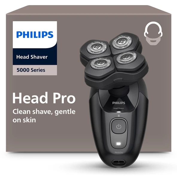 Philips Head Shaver Pro Series 5000 - kel tıraş makinesi, erkekler ve kadınlar için elektrikli tıraş makinesi, esnek 360° tıraş başlığı ve ComfortCut bıçaklar, cilde nazik (model HS5980/15) ürün görseli 1