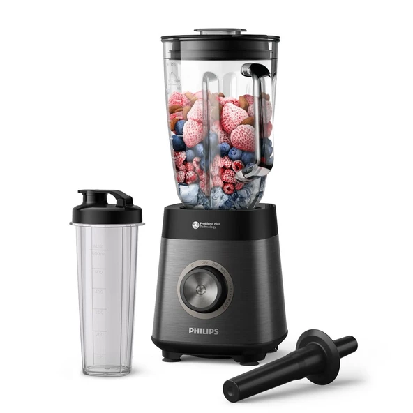 Philips 5000 serisi blender, karıştır ve kullan kabı dahil - 1200 W. 2L maksimum kapasite. ProBlend Plus teknolojisi. Bulaşık makinesinde yıkanabilir. Otomatik temizleme. Siyah (HR3041/00) ürün görseli 1