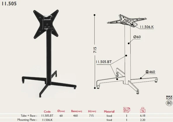 Toplanır Masa Ayağı 11.505 - Taban 46*46cm - Resim 2