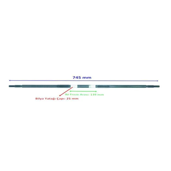 Atv Yuki Şimşek Aks 745 Mm Bilya Yatağı 25 Mm Sekman Kanallı 19 Freze Öm ürün görseli 1