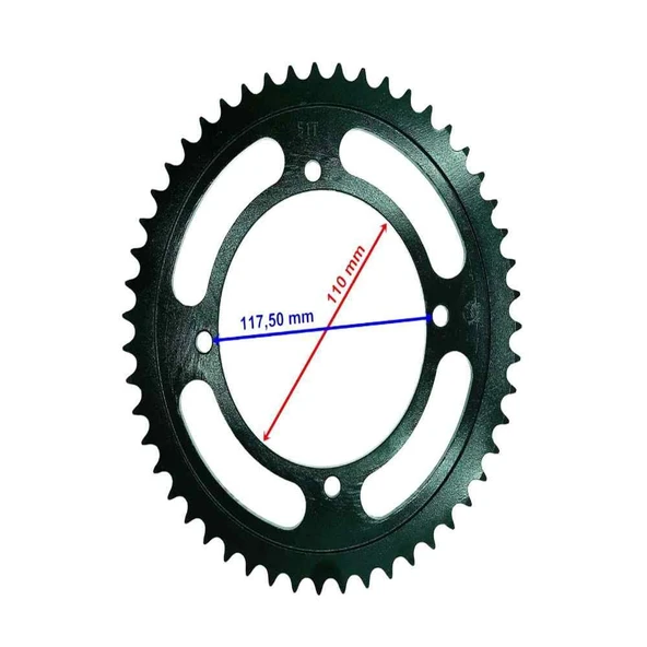 Kawasaki Uyumlu Klx 150 Arka Dişli 428-51T İç 110 Mm 4 Delikli Ind Öm ürün görseli 1