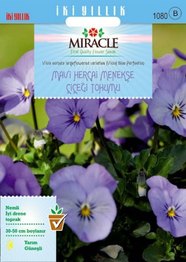 Miracle Blue Perfection Mavi Hercai Menekşe Çiçeği Tohumu (150 tohum) ürün görseli 1
