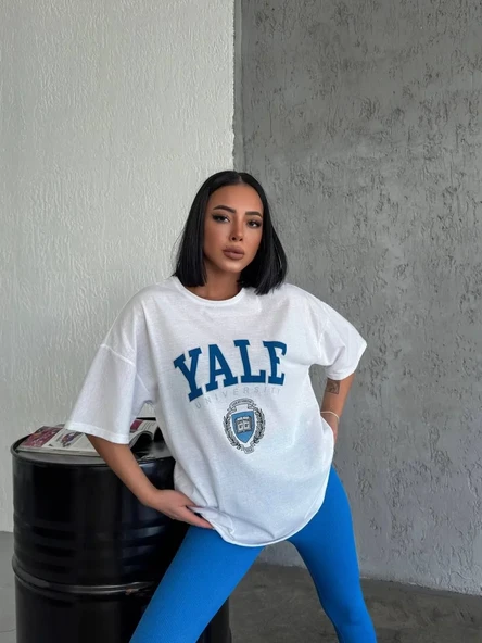 Kadın Baskılı T-shirt Kısa Kol Bisiklet Yaka Regular Fit Rahat Kalıp Günlük Tişört - Beyaz ürün görseli 1