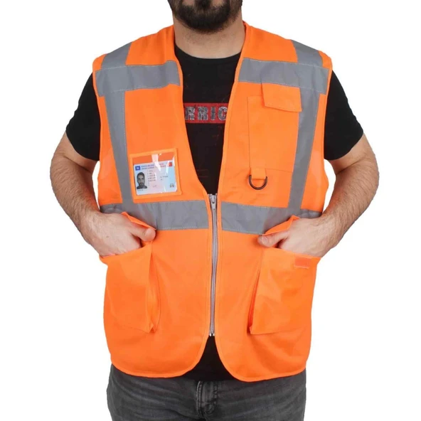 Yelek Cepli Reflektörlü Turuncu M ürün görseli 1