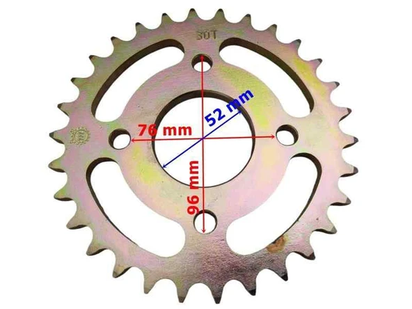 Atv Arka Dişli 530-30T İç 52 Mm 4 Delikli Öm ürün görseli 1
