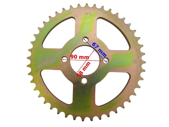 Atv Arka Dişli 530-44T İç 58 Mm 10Mm 4 Delikli Ind Öm ürün görseli 1