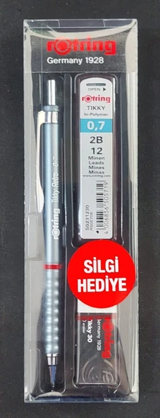 Rotring Okul Seti Tikky Retro 0.7+Min Silgi Hediyeli Gri ürün görseli 1