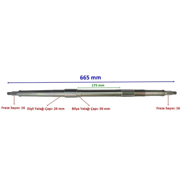 Atv Atv 110 Aks 665 Mm Difransiyelli Dişli Yatağı 29 Mm 16 Freze Öm ürün görseli 1