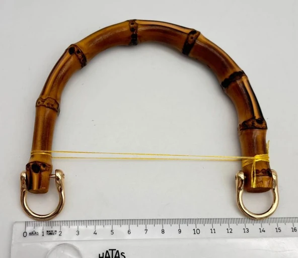 Çanta Aksesuar 15 Cm Çift Gerçek Bambu Çanta Sapı Halkalı - Resim 2