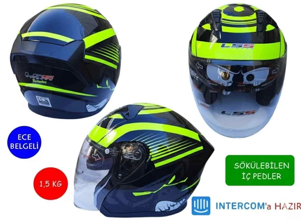 Kask Lss Çenesiz Vizörlü Parlak Siyah (E) Xxl Beden ürün görseli 1