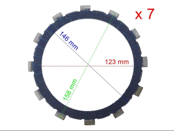 Cf Moto Nk400-650 Debriyaj Balatası 7 Li 12T 123-146-158 Mm A Kalite ürün görseli 1