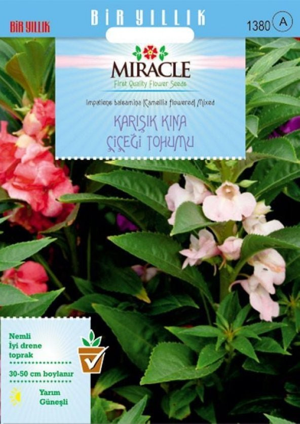 Miracle Balsamina Karışık Renkli Kına Çiçeği Tohumu (150 tohum) ürün görseli 1