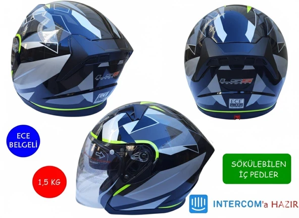 Kask Lss Çenesiz Vizörlü Parlak Siyah (F) Xl Beden ürün görseli 1