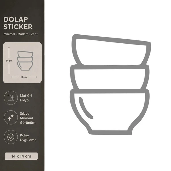 Kase Mat Gri Dekoratif Folyo Sticker 14x14 cm ürün görseli 1