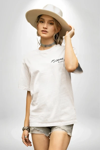 30 Ağustos Zafer Bayramı Atatürk Temalı Oversize Bisiklet Yaka T-shirt - Beyaz ürün görseli 1