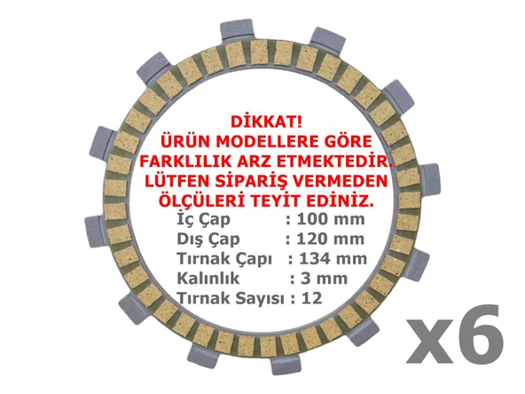 Cf Moto Sr250 Debriyaj Balatası 6 Lı Hn 12T 100-120-134 Mm ürün görseli 1