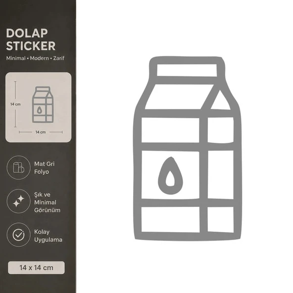 Süt Mat Gri Dekoratif Folyo Sticker 14x14 cm ürün görseli 1