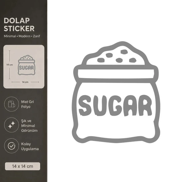 Şeker Mat Gri Dekoratif Folyo Sticker 14x14 cm ürün görseli 1
