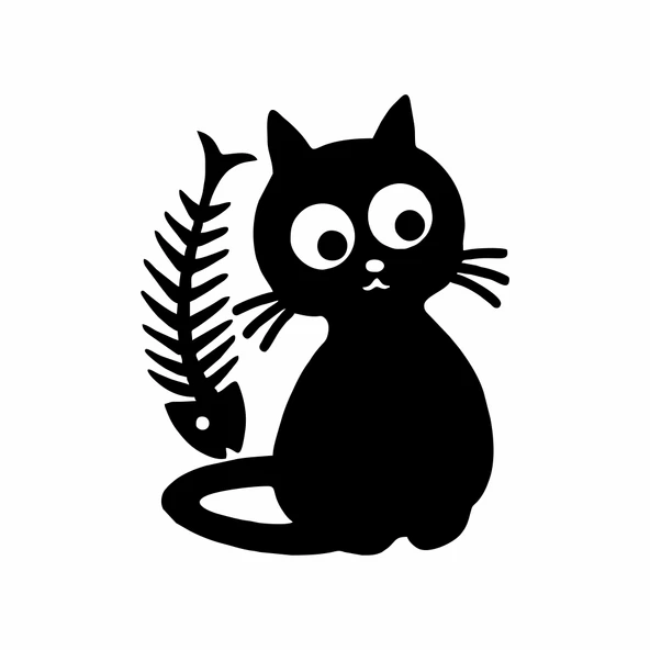 Kılçık ve Kedi 17x17 Cm Sticker Folyo ürün görseli 1
