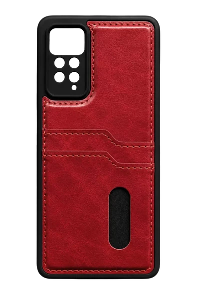 Newface Xiaomi Redmi Note 12 Pro 4G Kılıf Sara Kartvizitli Deri Kılıf - Kırmızı ürün görseli 1