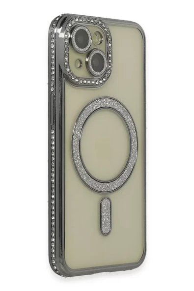 Newface Apple iPhone 13 Kılıf Joke Simli Magneticsafe Kılıf - Gri ürün görseli 1