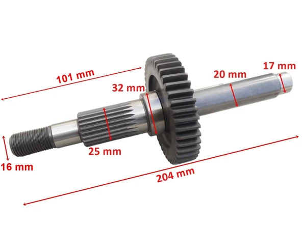 Atv Atvu Bs 150 Şanzıman Çıkış Mili Ve Dişlisi 43T 204 Mm Öm ürün görseli 1