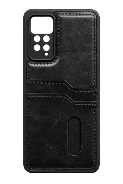 Newface Xiaomi Redmi Note 12 Pro 4G Kılıf Sara Kartvizitli Deri Kılıf - Siyah ürün görseli 1