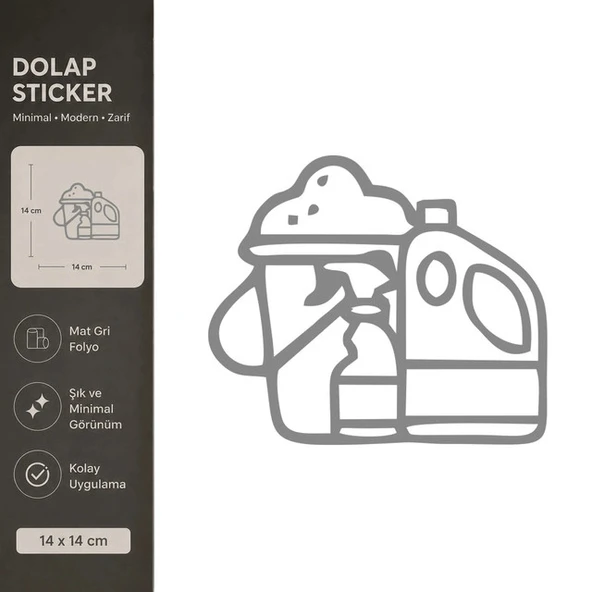 Temizlik Malzemeleri Mat Gri Dekoratif Folyo Sticker 14x14 cm ürün görseli 1