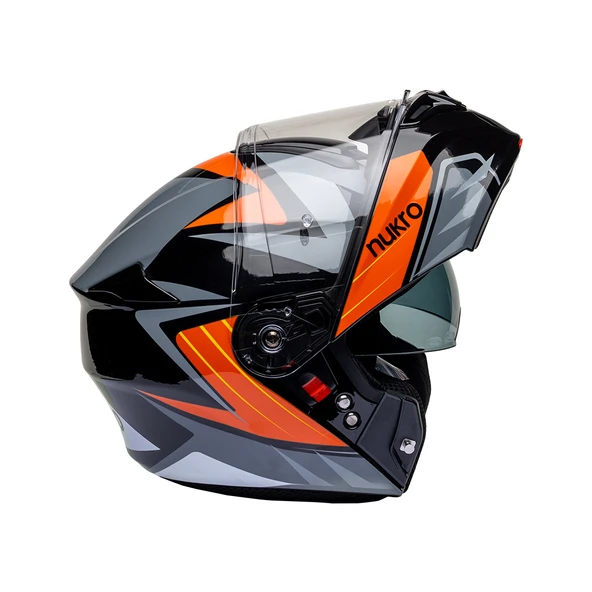 Nukro 938-SV Siyah-Turuncu Çeneaçılır Motosiklet Kaskı ürün görseli 1