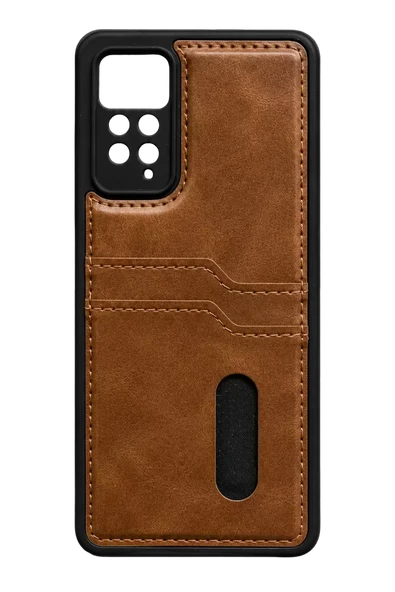 Newface Xiaomi Redmi Note 12 Pro 4G Kılıf Sara Kartvizitli Deri Kılıf - Taba ürün görseli 1