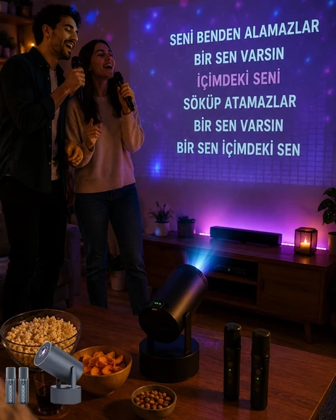 3ü 1 Arada Karaoke ve Projeksiyon Sistemi Çift Mikrofon Destekli ürün görseli 1