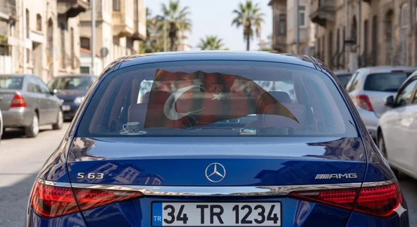 Araba Arkası İçin Dalgalı Türk Bayrağı Dijital Onewayvision baskı ürün görseli 1